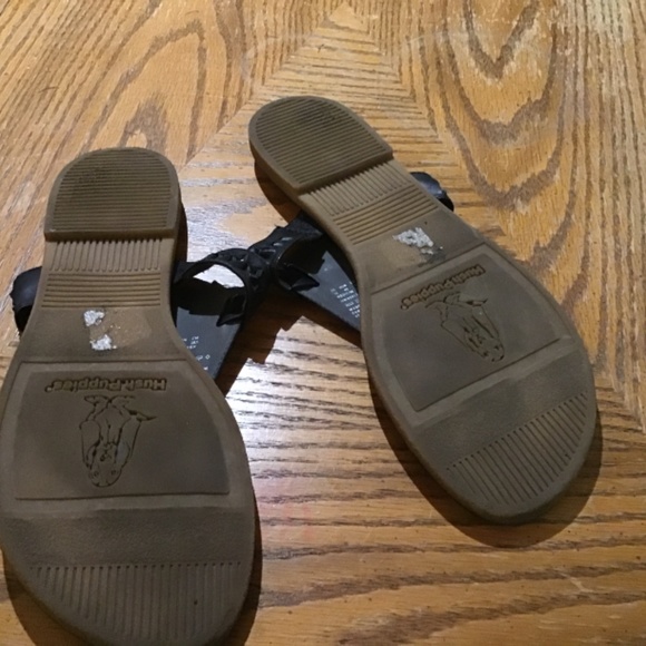 HUSH PUPPIES WOMENS BLACK LEATHER THONG SANDALS SIZE US11 - Picture 3 of 8